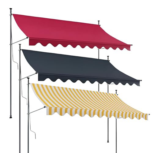 WATAOW Store De Terrasse Rétractable Extérieur, Marquise De Portes Et Fenêtres Réglable en Hauteur (1,5 À 4,0 M)(Gray,3.5m/11.5ft)
