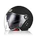 ORIGINE Casco Jet Moto Casco Aperto Scooter Omologato ECE 22-05 con Doppia Visiera (SOLID MATT BLACK,M)