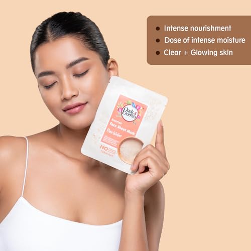 Image of Buds & Berries Rice Water Nourishing Ultra-hydrating Face Sheet Mask | Infused with Serum | All Skin Types | No Paraben, No Sulphate, No Silicone (25 gm)