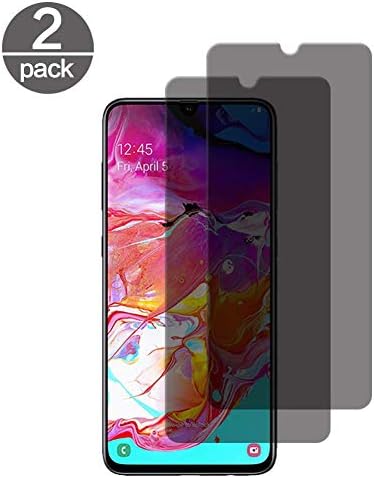 2X Samsung Galaxy A70 Screen Protector, Anti-Spy Bulletproof Glass for Samsung Galaxy A70 Tempered Glass Screen Protector 9H Hardness, Anti-Scratching, Shockproof, Anti-Oil - Black