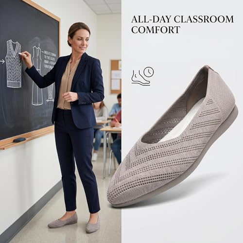 Image of Buyrew Women's Ballet Flats Pointed Toe Dress Shoes Mesh Slip On Loafers with Arch Support for Office and Casual
