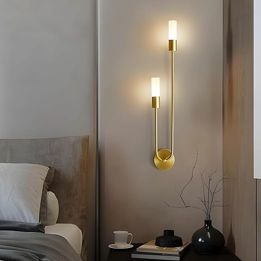 Image of Antique Nautical Art Modern LED Wall Light for Home | Dual Arm Golden Finish Decorative Wall Lamp | Energy Efficient Sconce Light for Living Room, Bedroom, Hallway & Office (Pack Off 2-) inch