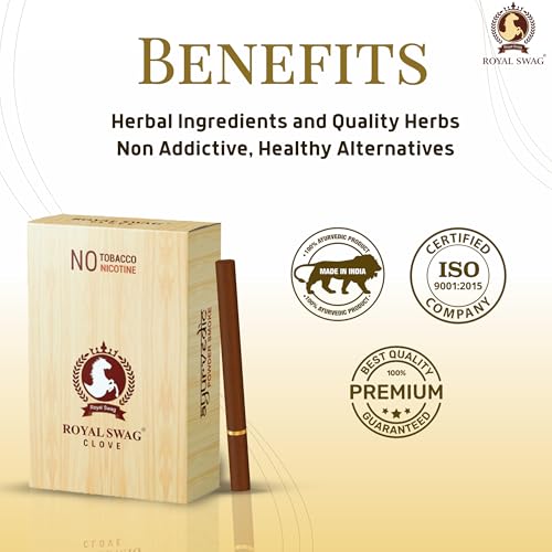 Image of ROYAL SWAG Ayurvedic & Herbal Cigarette, Combo Pack of Mint, Clove Flavour Smoke (10 Stick Each) Nicotine Free & Tobacco Free Cigarettes - (Pack Of 20 Sticks)