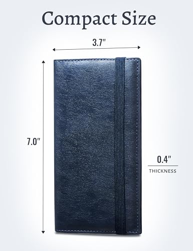 Image of Yarnic Checkbook Cover for Personal Checkbook Holder with Pen Holder | Check Book Covers & Built-in Clear Plastic Divider for Duplicate Checks (Navy Blue)