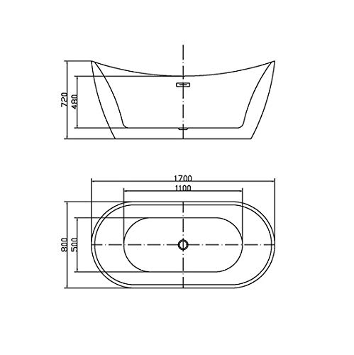 Łazienka Włochy Wanna 170x80x72 cm centrum wolnostojący biały błyszczący styl nowoczesny design