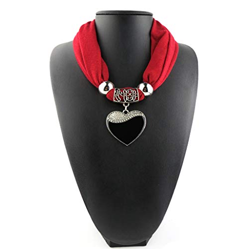 Ethnic Style Woman Fashion Love Heart Pendant Necklace Scarf