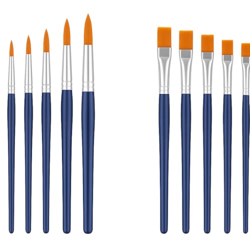 Kit com 12 Pinc&eacute;is Art&iacute;sticos de Ponta Fina Ponta Chata &ndash; Para Aquarela, Acr&iacute;lica, &Oacute;leo,...