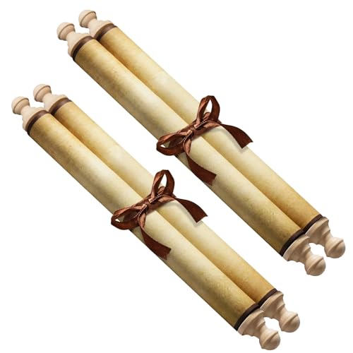 Makevivi 2 PCS Blank Scrolls Paper with Wood Rods, for Naughty or Nice List, Writing, Wedding Vows...