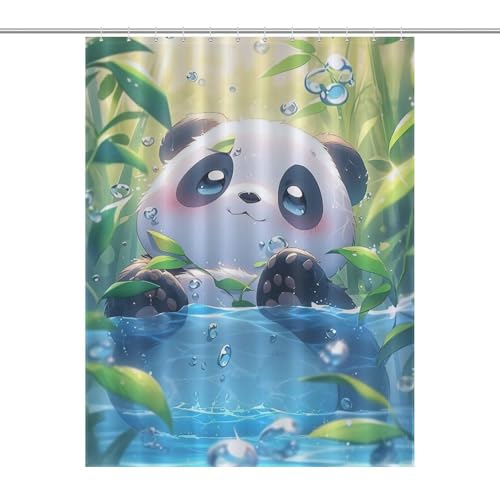 Rideau de douche impermeable 140x183 cm en tissu lavable avec crochets - 7