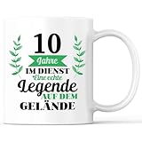 tazza da caffè con scritta 10 anni in servizio, anniversario aziendale, regalo divertente, tazza da caffè come idea regalo, tazza o tazza da 330 ml, bianco