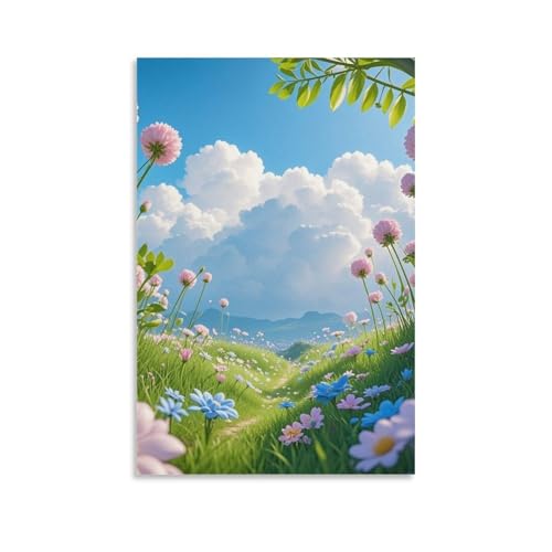 Art mural paysage de campagne déco murale rétro pour restaurant et bureau 40x60