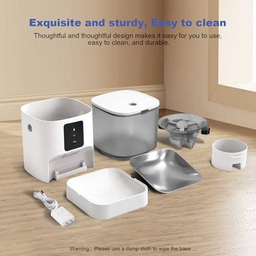 ANDOLL HOME 2.4G/5G Automatic Cat Feeder, 4L WiFi Food Dispenser with 10s Voice Recorder, Pet Feeder up to 10 Meals per Day, Timed Cat Feeder with Dry Food Sealed Ring (Matte White, 4.0 L) by ANDOLL HOME - Used condition - Image 6