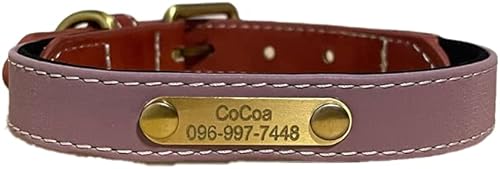 Miniatura 2 de Hottest - Collar de perro personalizado con grabado grabado con placa de nombre, collar de identificación acolchado de piel para cachorros, collares