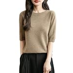 Damen 100% Merinowolle Kurzarm Pullover 2025 Frühjahr Sommer Winter Rundhals Weich Nahtloser Strickpullover Sweatshirt