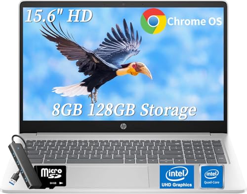 HP 15.6C` Chromebook v~Am[gp\R wrWlXp Chrome OS 8GB RAM 128GB eMMC (64GB eMMC + 64GB MicroSD)A15.6C` HD A`OAfBXvC Intel
