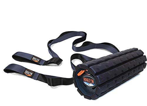 Brazyn Morph Bravo Foam Roller Bundle for Home, Gym, Office, Travel, Athletes | Collapsible & Lightweight Roller for Trigger Point Massage & Mobility Stretching Strap | Multi-Functional 12-Loop Strap