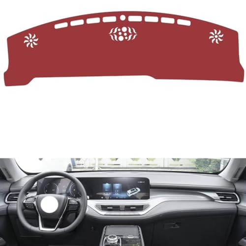 Leather Dash Board Cover mat Compatible with Ford E-QUATOR，Anti-Slip,Sun Protection Dashboard Cover-red