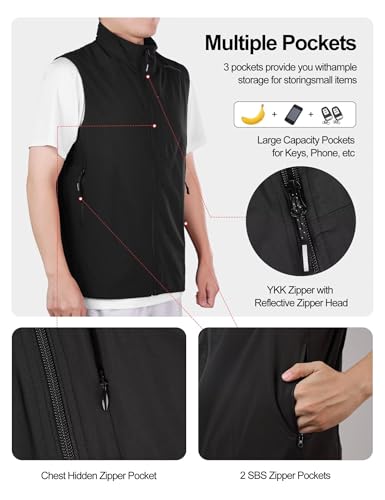 Lightweight Vest for Men, Elastic Softshell Golf Vests, Fleece Lined, Water resistent, Hiking, Cycling4