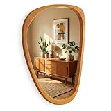Pocetry Irregular Asymmetrical Wall Mirror 30'×20' with Solid Wood Frame, Organic Mid-Century Modern Decorative Wall Mirror for Bedroom, Bathroom & Entryway