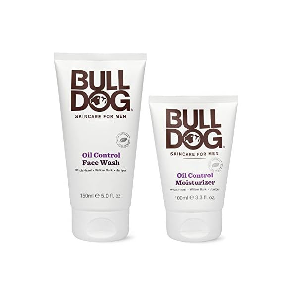 BULLDOG Mens Skincare and Grooming Oil Control Starter Kit with Moisturizer and Face Wash, 2 Count