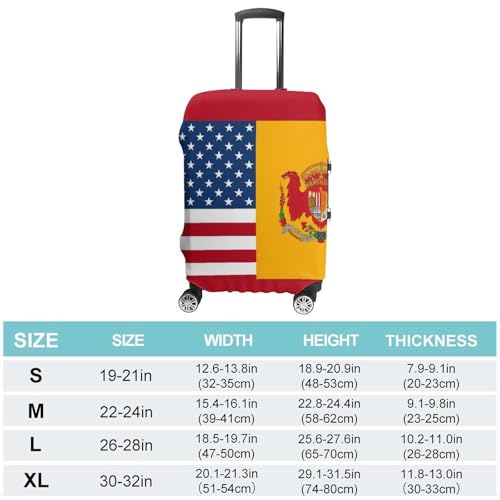 American Spain Flag Elastic Luggage Cover Suitcase Protector for 19-32 Inch Suitcases | Universal Stretchable Travel Bag Cover | Anti-Scratch, Washable with Zipper Closure XL2