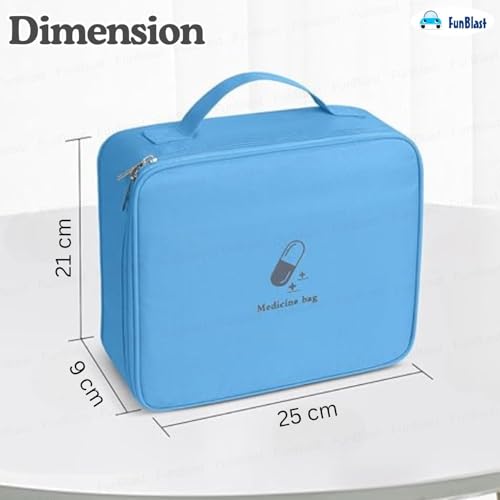 Image of FunBlast Travel First Aid Bag - Medical Portable Medicine Storage Bag, Waterproof Pill Organizer with Mesh Pocket, Zippered Medicines Bag for School, Travel, Camping (Blue)