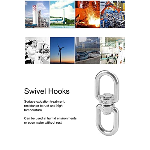 Baxnore 5 PCS M5 Rotate Hooks, 304 Stainless Steel Hook Connector, Double Ended Rotate Lifting Hook, Eye Shackle Hook for Rigging Setups