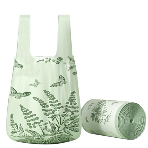 55pcs Small Trash Bags for Bathroom Office Kitchen Bedroom Waste Bin 4 Gallon 1.1 Mil Thick Garbage Bags Separated Strong Rubbish Bags (Green 55 Counts)