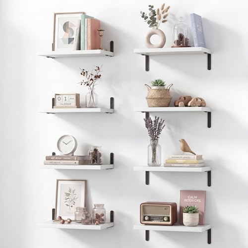 Floating Shelves 16''W Set of 8 – Heavy Duty Deep