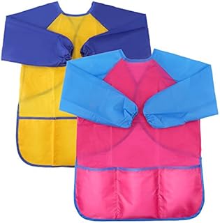 VEYLIN Children Paint Aprons with Pockets for Kids Age 2-8 Years, Pack of 2