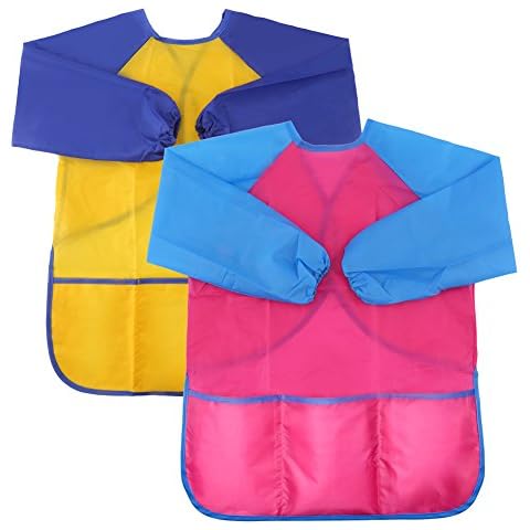 VEYLIN Children Paint Aprons with Pockets for Kids Age 2-8 Years, Pack of 2 Cover