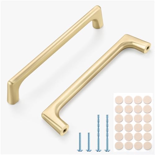 6 Pack Brushed Gold Cabinet Handles for Drawers and Doors,12-5/8 Inch(320mm) Hole Centers Kitchen Cabinet & Closet Door Pulls,Solid Furniture Hardware Pulls