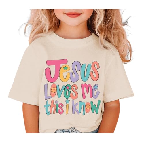 Image of BINTEHGS Jesus Shirts for Kids Christian Graphic Tees for Girls Religious God Tshirts Inspirational Bible Verse Cute T-Shirts