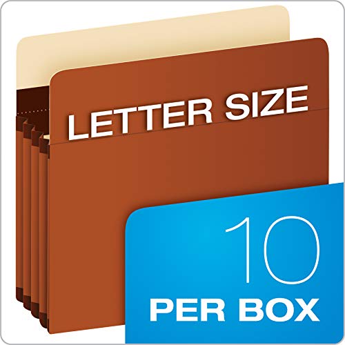 Pendaflex Expanding Accordion File Pockets, Extra Durable, Expands 3.5", Letter Size, Reinforced With Dupont Tyvek Material, 10/Box (15421), Brown #TOP4