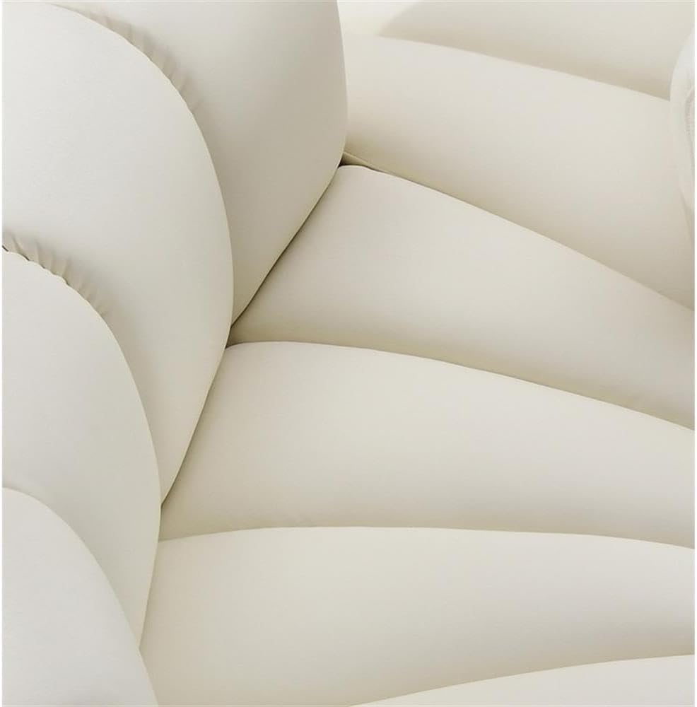 BOWERY HILL Contemporary Modular Sectional, Cream Vegan Leather Upholstery, Deep Channel Tufting, 102" W x 36" D x 30" H, Sleek Modern Sofa for Living Room, Bedroom, or Home Office