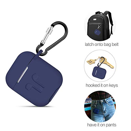 Case For Airpods, Silicone Airpods 2 & 1 Accessories Set Protective Cover, Skin For Airpods Charging Case, Airpods Strap/Airpods Ear Hooks/Holder/Keychain/Carrying Box(Blue) #TOP2