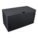 Leisurelife Plastic Deck Box Wicker 120 Gallon, Black - Waterproof Storage Container Outdoor Patio Garden Furniture