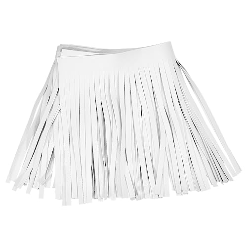 uxcell 2 Yards 6 Inch PU Faux Leather Fringe Trim Double Side Leather Sewing Tassel Fringe for DIY Sewing Dress Crafts Skirt Decoration, White by uxcell - Used condition - US$12.67