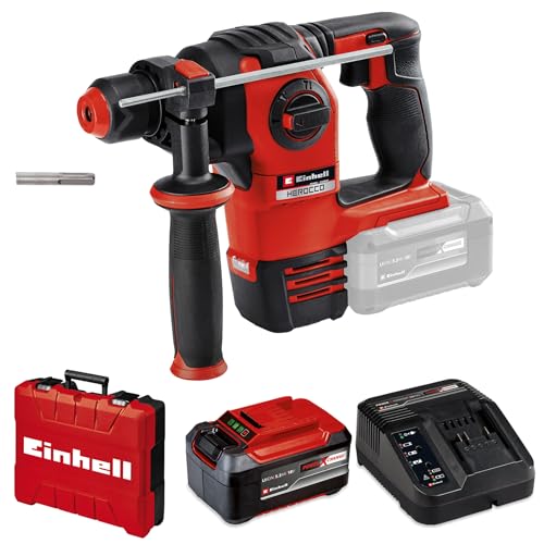 Einhell Professional Akku-Bohrhammer HEROCCO 18/20 Power X-Change (18 V, Brushless, 2,2 J, SDS-plus, pneumatisches Schlagwerk, Tiefenanschlag, inkl. Koffer, inkl. 5,2 Ah Akku & Ladegerät)