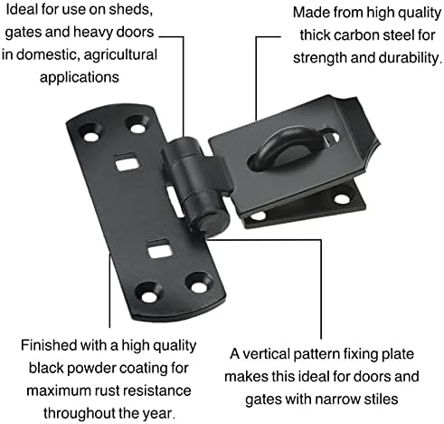 Vertical Hasp and Staple Heavy Duty 150mm Black