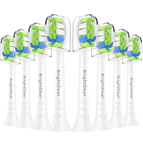 BrightDeal Replacement Brush Heads Compatible with Philips Sonicare - Toothbrush Heads Compatible with Philips Sonicare HealthyWhite, EasyClean and Other Snap Attachment Models - 8 Pieces of White
