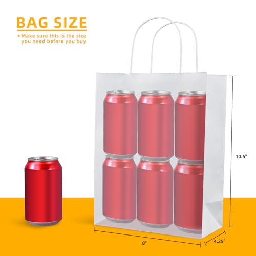 Klean & Conwenice Paper Gift Bags with Handles, 8x4.25x10.5 100Pcs White Bags Bulk, Medium Size Kraft Paper Bags, Wedding Gift Bag, Goody Party Favor, Retail Merchandise, Grocery Shopping - Image 4