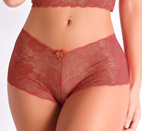 Kit 10 Calcinha Caleçon Renda Transparente Lingerie Sexy 140 (Cores Sortidas, GG)