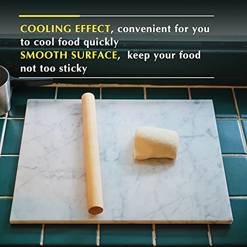 Herfeceal Natural Marble Cutting Board, Cutting Pastry Board Tray Plates For Cheese Rolling Dough, Non-Stick Marble Slab With Non-Slip Rubber Feet For Cake Display, Carrara White 12"X16" #TOP3