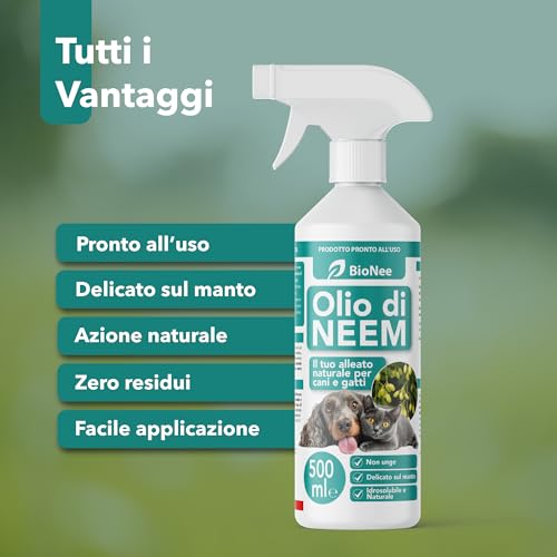 Olio Di Neem Per Cani E Gatti Spray 500 Ml – Idrosolubile, Naturale, Non Unge – Azione Delicata, Effetto Barriera Sgradito A Zecche Pulci Zanzare Insetti - 5