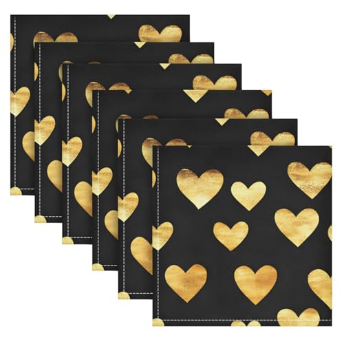 Servilletas de Tela con Estampado Corazones Dorados Pack de 6 miniatura 2