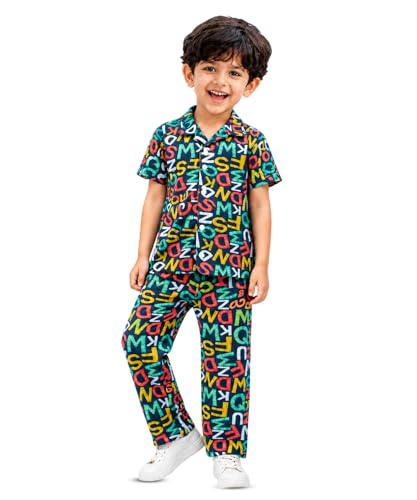 Image of 3BROS Unisex Pure Cotton Short Sleeve Kids Night Dress for Boys & Girls Nightwear /Sleepsuit /Sleepwear /Loungewear Night Suit for Boys and Girls Top and Pyjama Combo Set