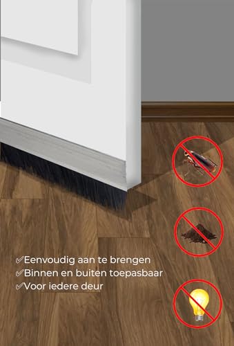 Generic Aluminium Deurborstel met Tochtstopper, Onderkant van de Deurborstel Strip Draught, Zwarte Siliconen Nylon Zachte Borstel voor Thuis Deurafdichting , Met Gaten Legering Houder, Deur Onderafdichting Tegen Stof en Geluidsisolatie Tochtstrip Guard Isolator, 1 stuk Borstelstrip, Stripborstel,Aluminium voor Schroeven, Deurafdichting (Met Gaten, 100 cm) - Image 4