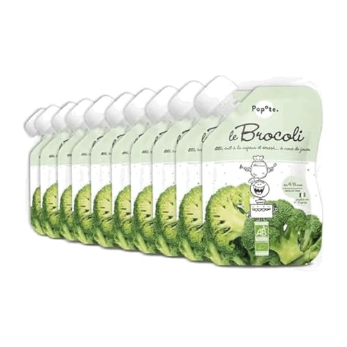 POPOTE - Purée Brocoli Bio - Dès 4/6 Mois - Gourde Individuelle 120 g - Recette Lisse, Équilibrée - Première Découverte des Légumes - Format Pratique à Emporter - Pack Familial 10 x 120 g