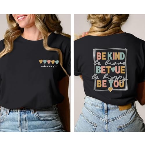 Be Kind Shirt for Women Teacher Kindness Heart Shirts Cute Graphic Tees Inspirational Positive Casual Tshirts Top2